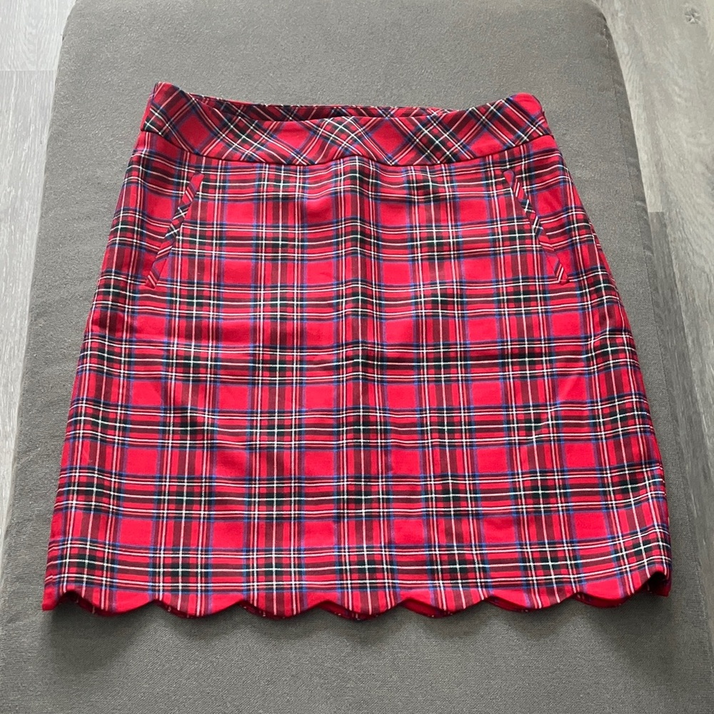 Talbots Wool Red Plaid Scalloped Hem Women's Skirt